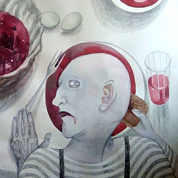 VICTORIA PALMA ''borsch''paper, pencils, watercolor 73х105 2020 Fine Art Drawing Victoria Palma - Subjektiv.art