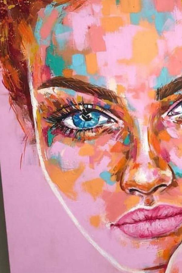 Lady in pink Expressive and gestural Painting Neli Shai - Subjektiv.art