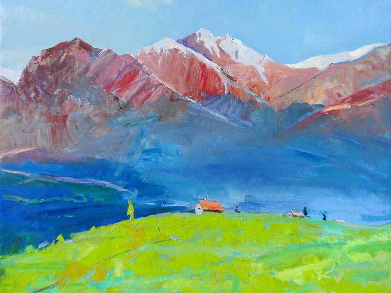 Alps Expressive and gestural Painting Yehor Dulin - Subjektiv.art