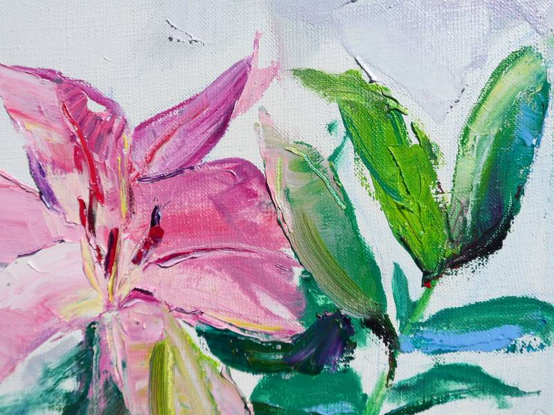 Lily flowers Expressive and gestural Painting Yehor Dulin - Subjektiv.art