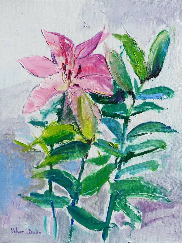 Lily flowers Expressive and gestural Painting Yehor Dulin - Subjektiv.art