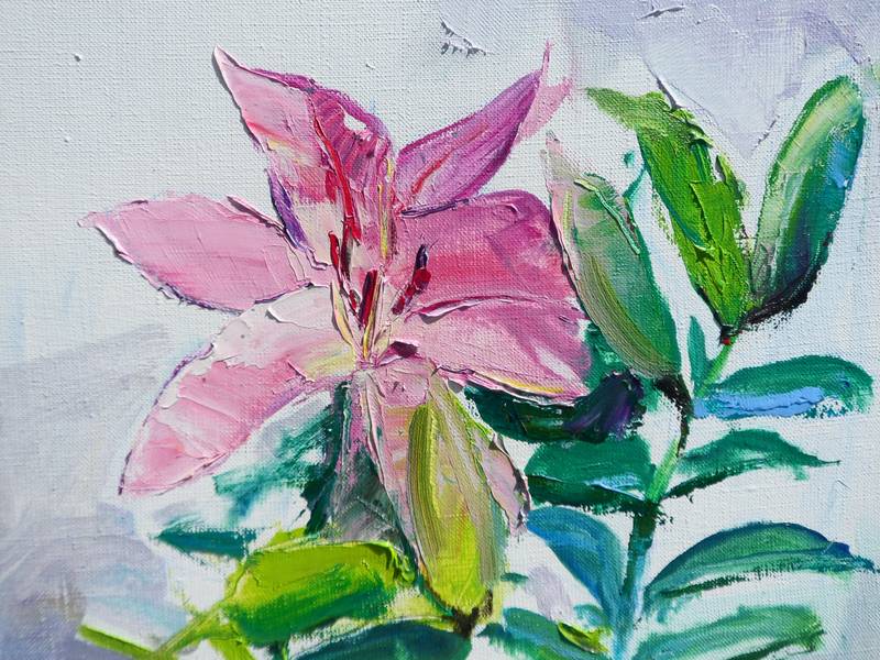 Lily flowers Expressive and gestural Painting Yehor Dulin - Subjektiv.art