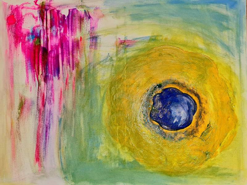 Yellow composition. 2023 Abstract Painting Claudia De La Hoz - Subjektiv.art
