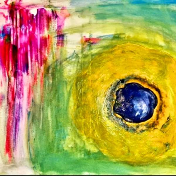 Yellow composition. 2023 Abstract Painting Claudia De La Hoz - Subjektiv.art