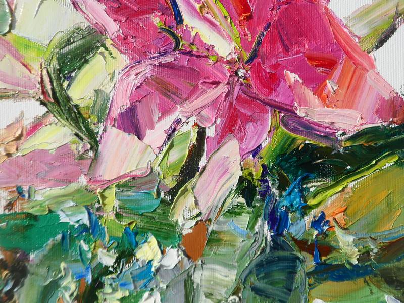 Lily flowers Expressive and gestural Painting Yehor Dulin - Subjektiv.art