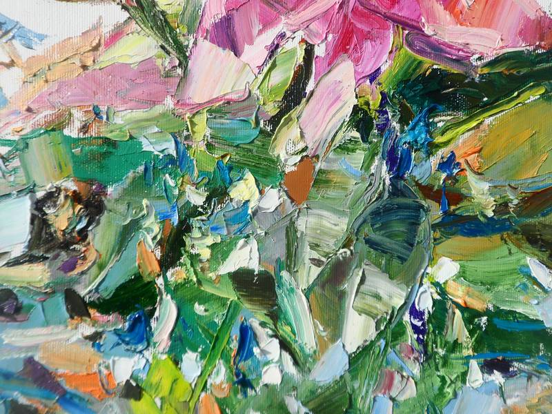 Lily flowers Expressive and gestural Painting Yehor Dulin - Subjektiv.art