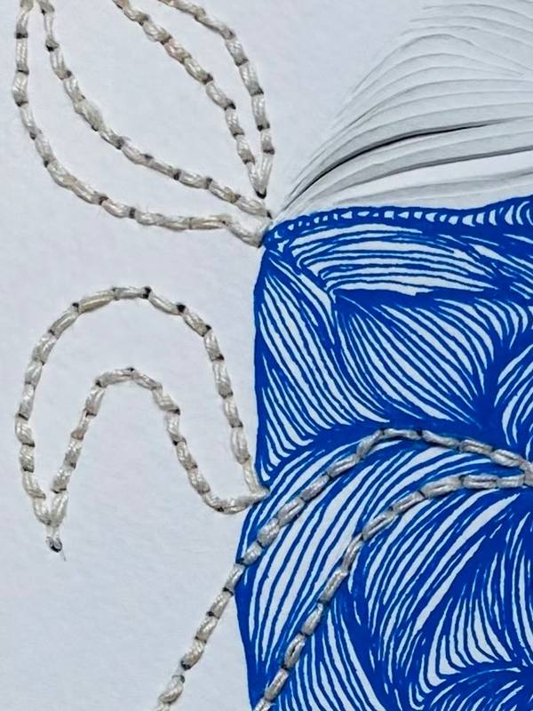 Blue embrodery Unspecified Mixed media VALERIE  DE GAULMYN  - Subjektiv.art