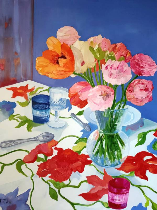 Table en fête  Fine Art Painting Agnes Tiollier - Subjektiv.art
