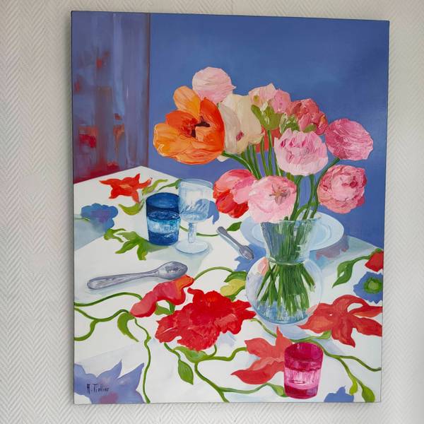 Table en fête  Fine Art Painting Agnes Tiollier - Subjektiv.art