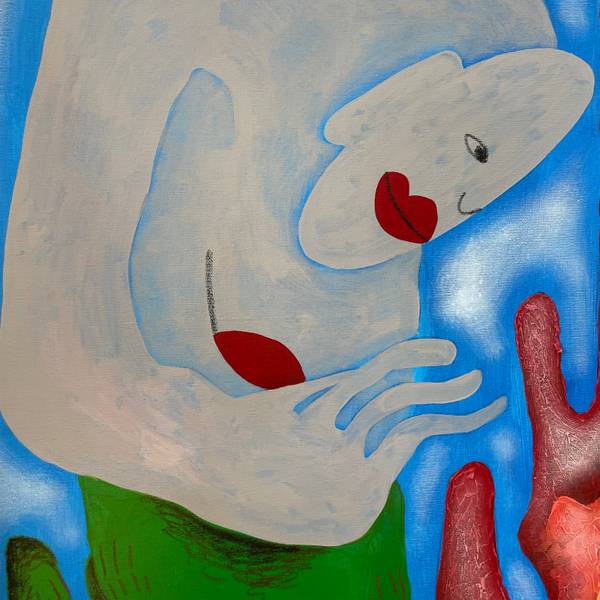«Mermaids bask by the fire» Naive Painting Sasha Luneva - Subjektiv.art