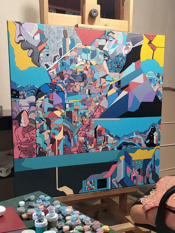 City of rivers Abstract Painting Eugene Pokutnev - Subjektiv.art