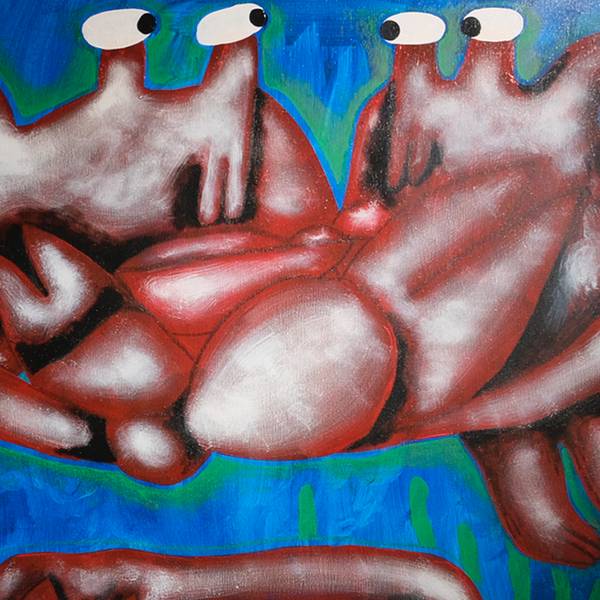 «A sad story about a crab» Naive Painting Sasha Luneva - Subjektiv.art