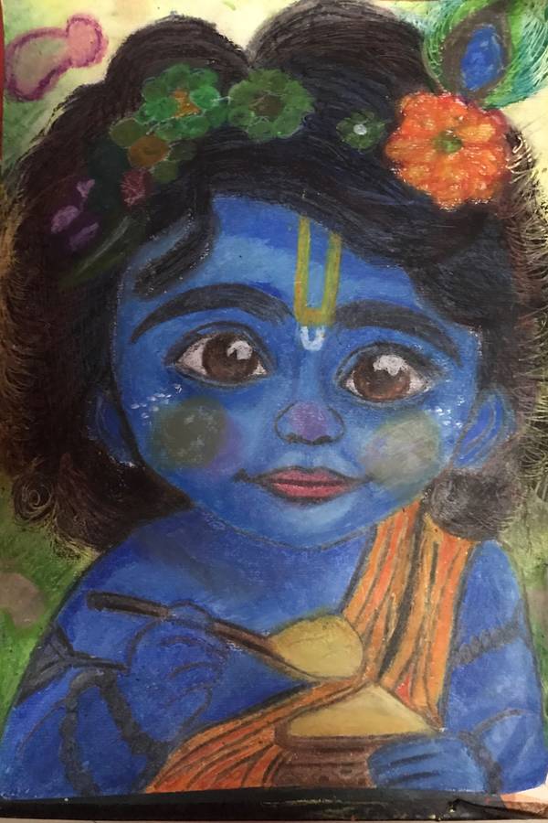 Cute Krishna ji drawing Street Art Painting Ansh Goyal - Subjektiv.art