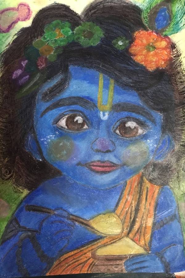 Cute Krishna ji drawing Street Art Painting Ansh Goyal - Subjektiv.art