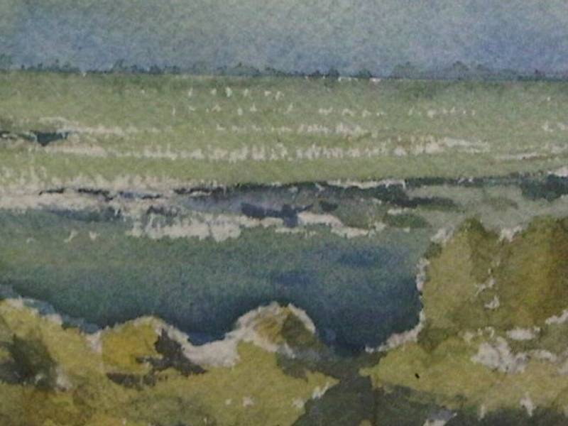 Le Lupin à Chausey Expressive and gestural Painting Hubert LAUDE - Subjektiv.art