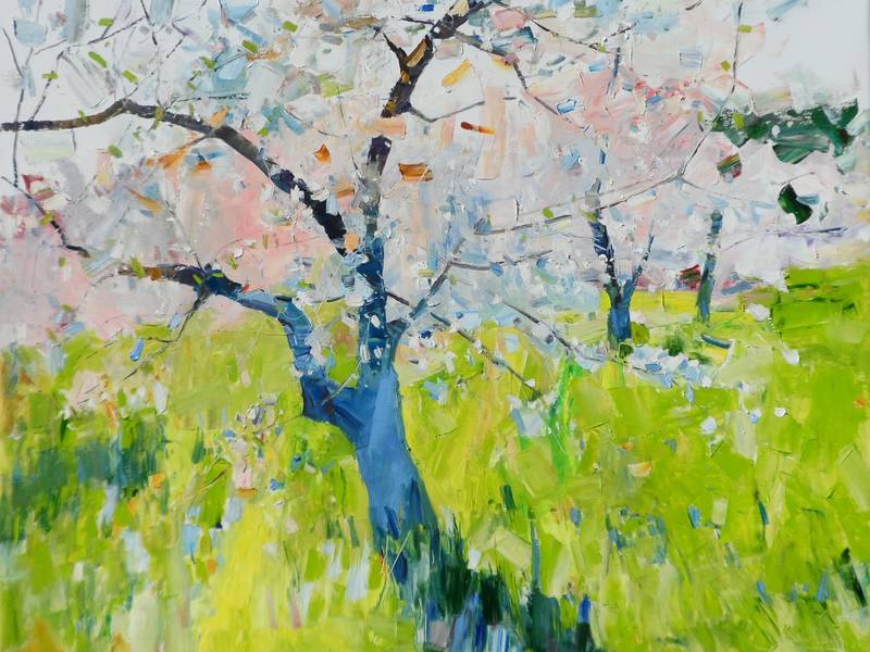 Spring garden Expressive and gestural Painting Yehor Dulin - Subjektiv.art