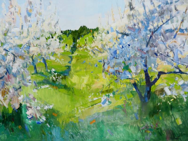 Summer garden Expressive and gestural Painting Yehor Dulin - Subjektiv.art