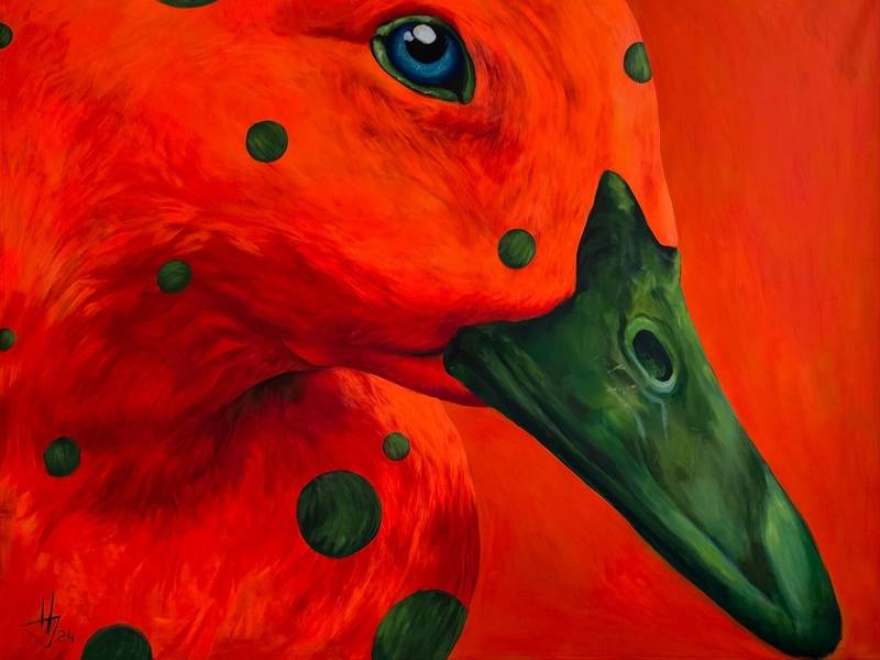 “Persimmon” Surrealistic Painting Ivanka Nechyporuk - Subjektiv.art