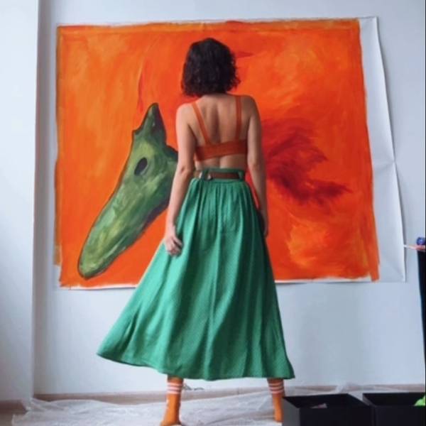 “Persimmon” Surrealistic Painting Ivanka Nechyporuk - Subjektiv.art