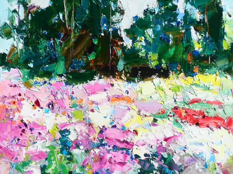 Chrysanthemum garden Expressive and gestural Painting Yehor Dulin - Subjektiv.art