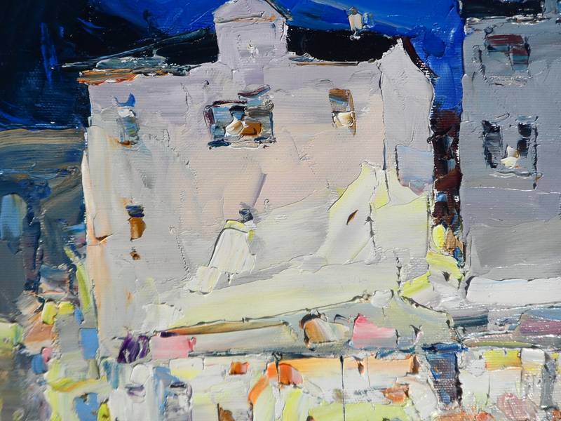 Evening cafe Expressive and gestural Painting Yehor Dulin - Subjektiv.art