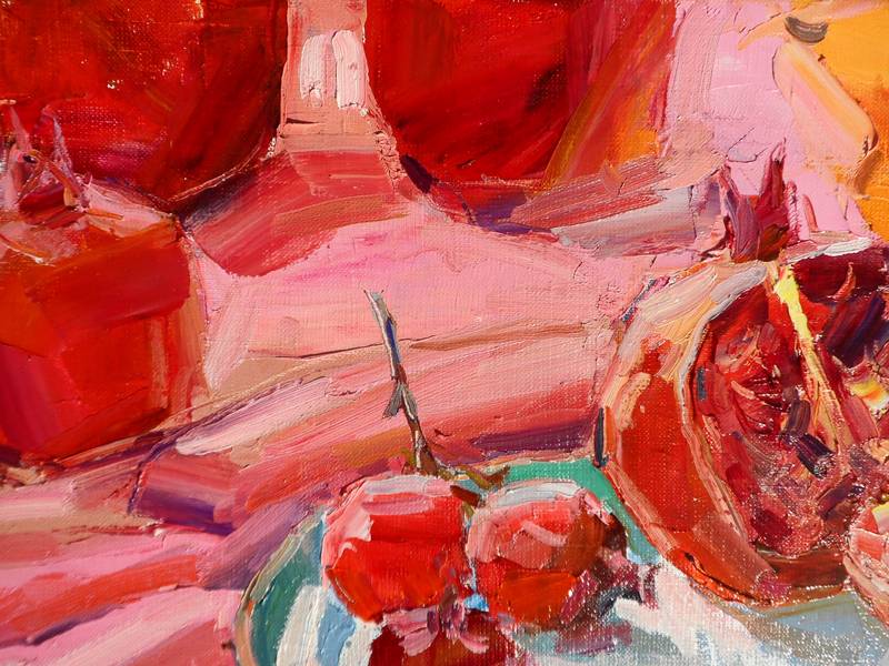 " Holiday pomegranate " Expressive and gestural Painting Yehor Dulin - Subjektiv.art