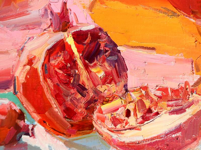 " Holiday pomegranate " Expressive and gestural Painting Yehor Dulin - Subjektiv.art