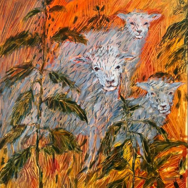 Sheep I Naive Painting Solomiia Ortynska - Subjektiv.art