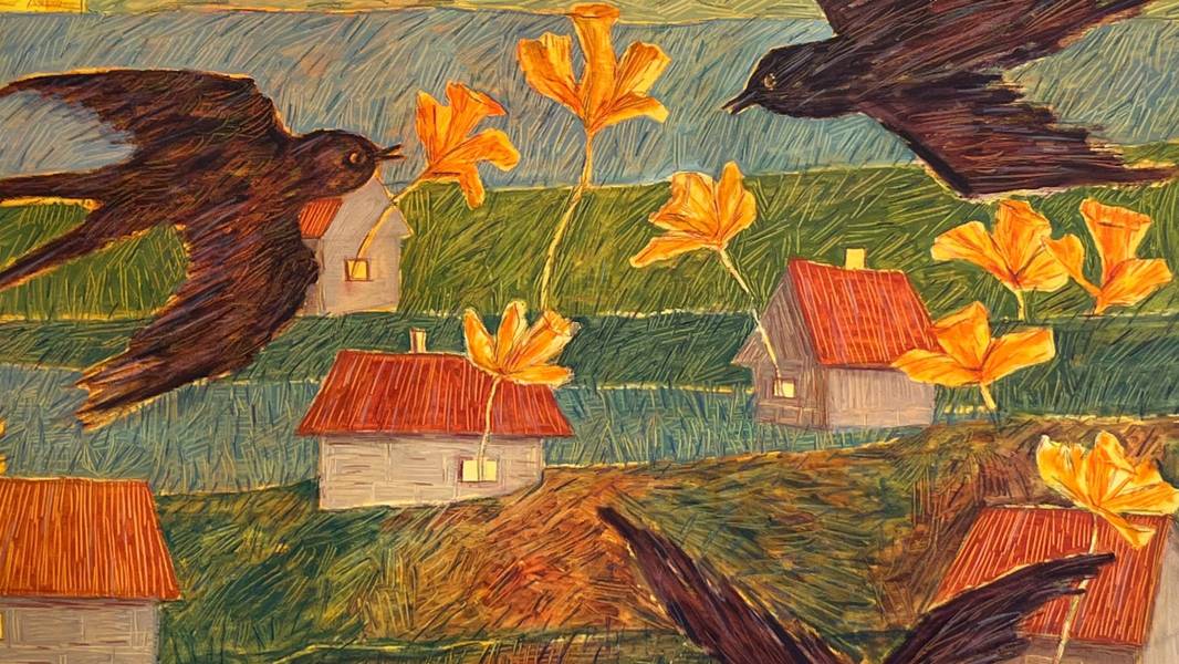 Spring garden Naive Painting Solomiia Ortynska - Subjektiv.art