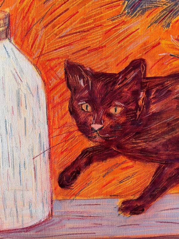Cats Naive Painting Solomiia Ortynska - Subjektiv.art