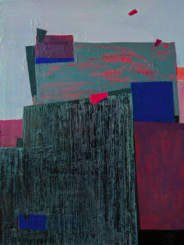 Grey rock Abstract Painting Yaryna Shumska - Subjektiv.art