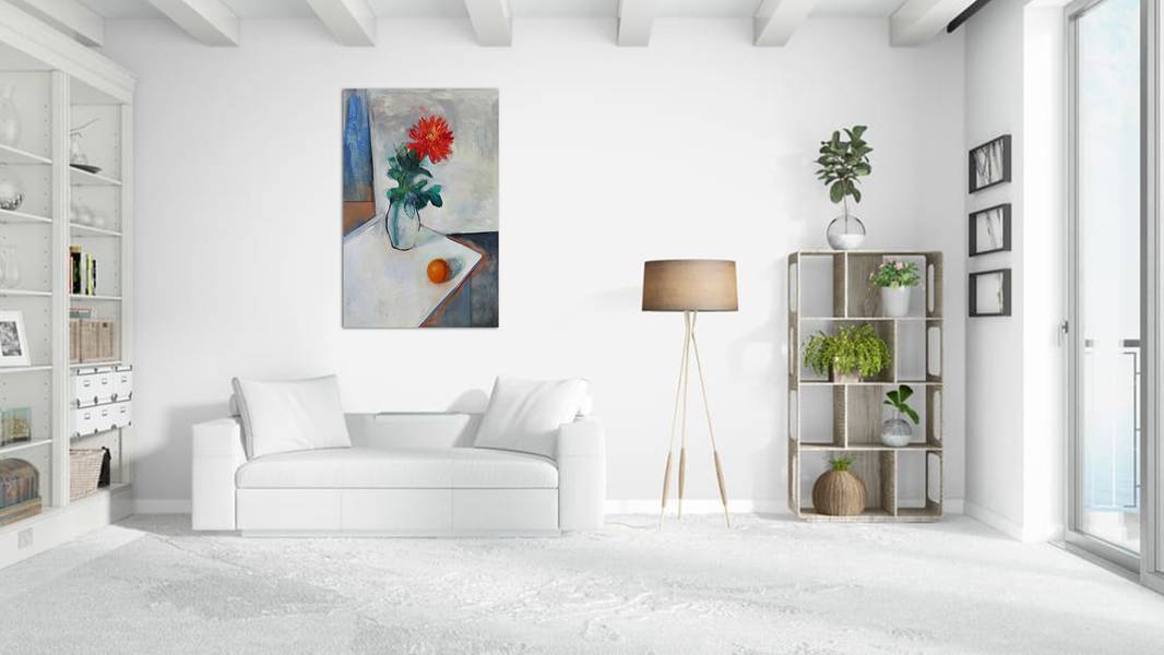 Red flower and orange Impressionistic Painting Artem Andreichuk - Subjektiv.art