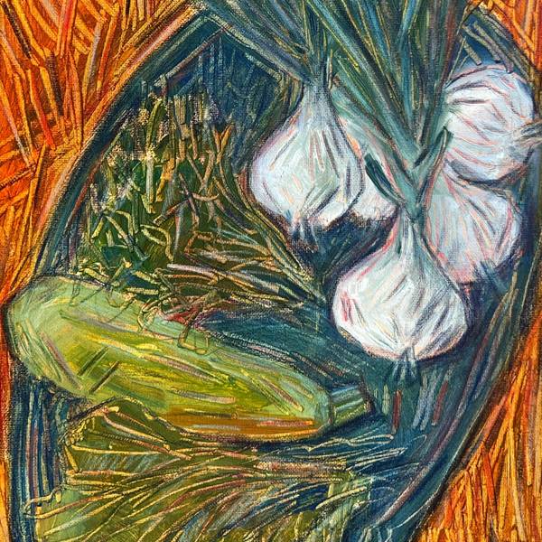 onion Naive Painting Solomiia Ortynska - Subjektiv.art