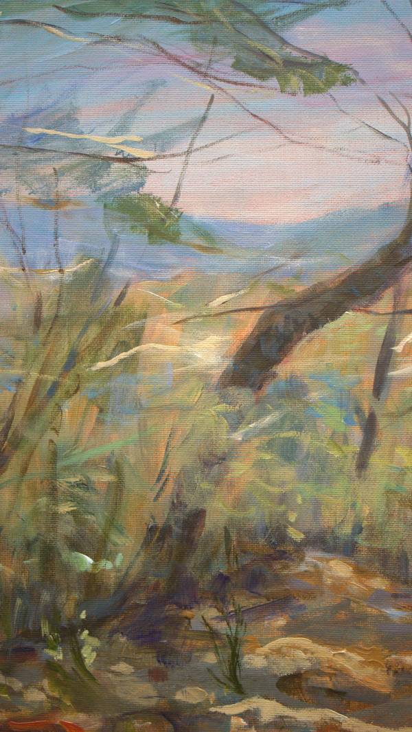 J'avais marché longtemps, c'est au bord de l'épuisement que je la vis comme une apparition, étais-ce une Oréade ? Chélone la nymphe des montagnes ? Je me réveillais brutalement il était 6h30. Fine Art Painting francois page - Subjektiv.art