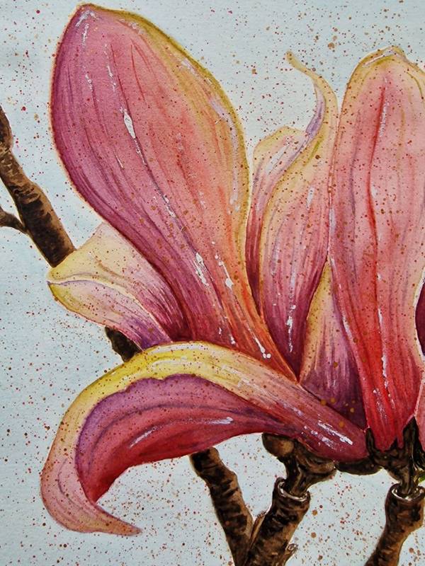 Happy Magnolia Organic Painting Olena Yemelianova - Subjektiv.art