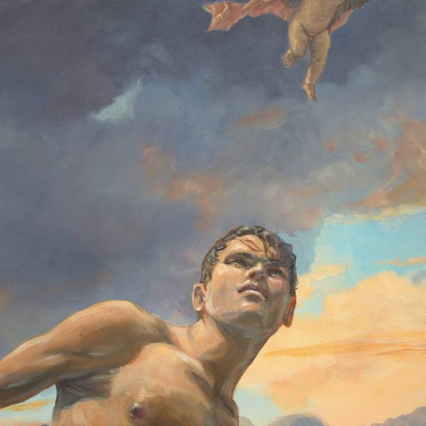 Les ciels de septembre imitent ceux d’Italie, avant les grands gris de novembre, c'est le grand défilé. Un ange gardien surveille un bad boy, la solitude d'un réverbère et quelques fragments délicieux de bleu. Fine Art Painting francois page - Subjektiv.art