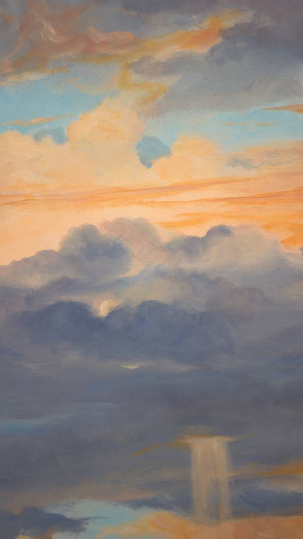 Les ciels de septembre imitent ceux d’Italie, avant les grands gris de novembre, c'est le grand défilé. Un ange gardien surveille un bad boy, la solitude d'un réverbère et quelques fragments délicieux de bleu. Fine Art Painting francois page - Subjektiv.art