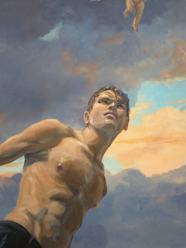 Les ciels de septembre imitent ceux d’Italie, avant les grands gris de novembre, c'est le grand défilé. Un ange gardien surveille un bad boy, la solitude d'un réverbère et quelques fragments délicieux de bleu. Fine Art Painting francois page - Subjektiv.art