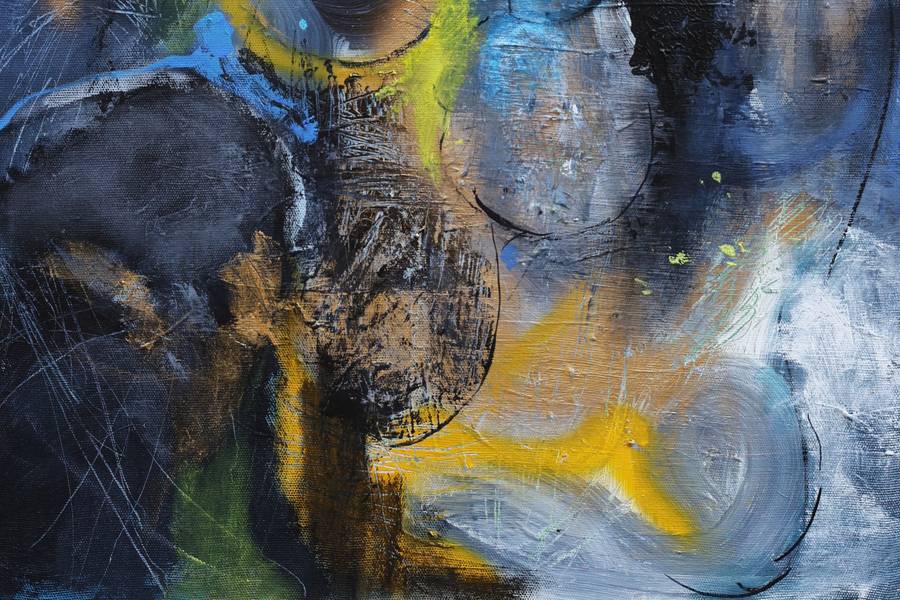 black blue and yellow Abstract Painting Artem Andreichuk - Subjektiv.art