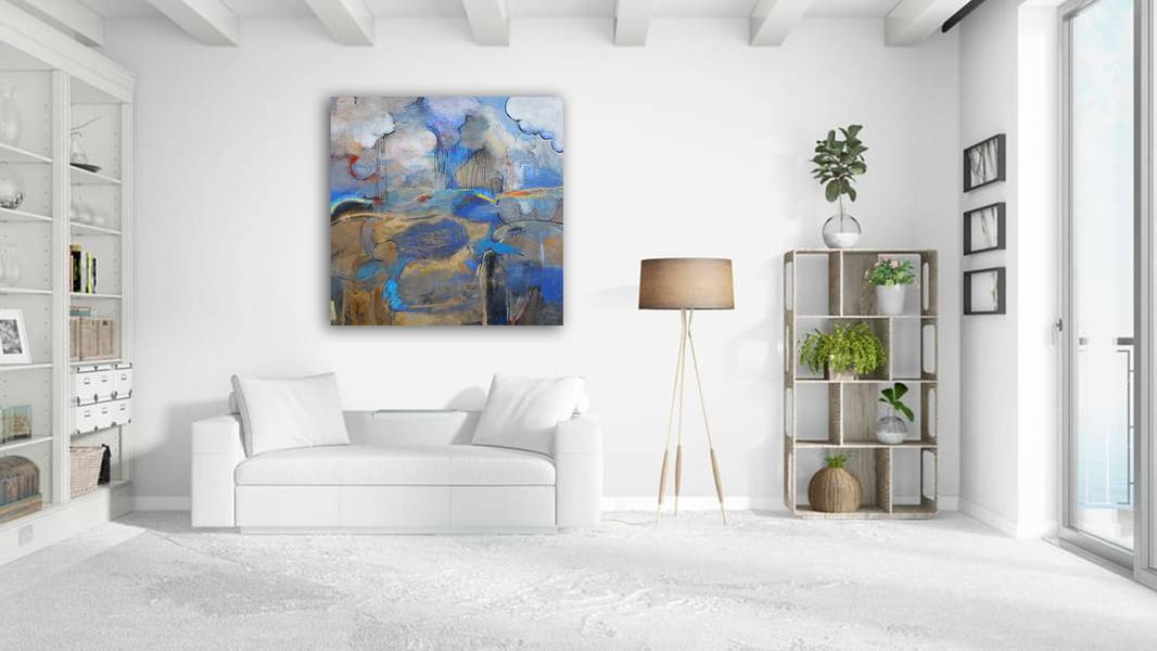 Landscape with Lake and Clouds Abstract Painting Artem Andreichuk - Subjektiv.art