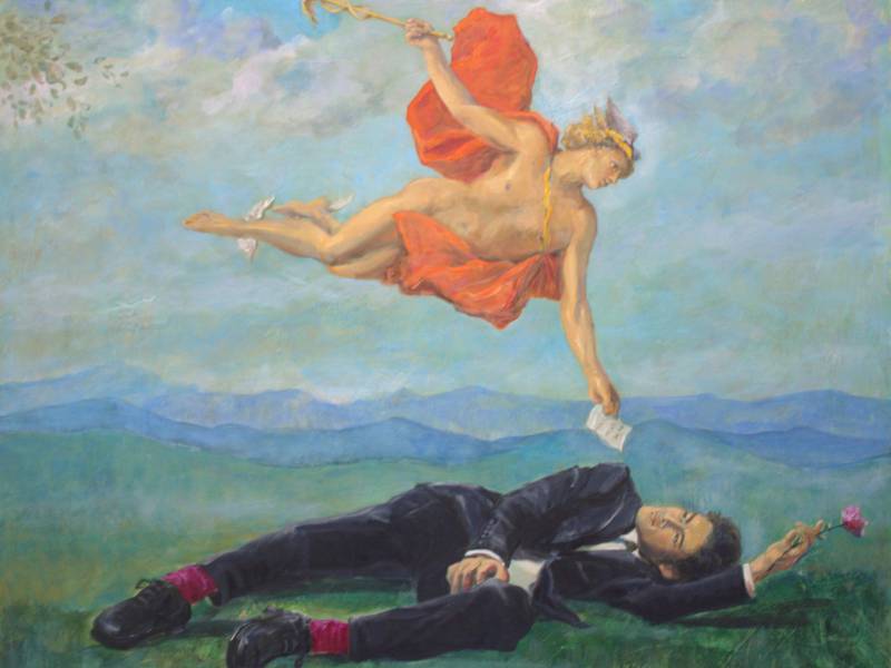 l'ultime message: "Dum spiro spero". Surrealistic Painting francois page - Subjektiv.art