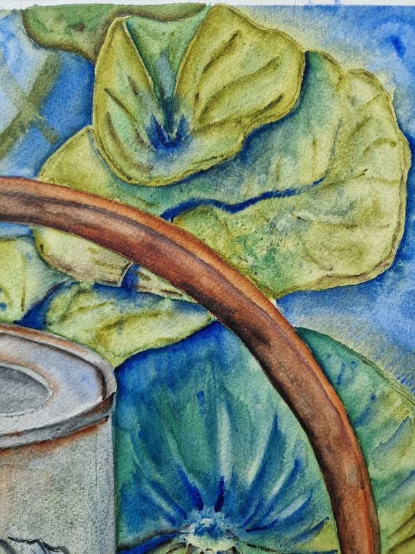 Pond with water lilies Expressive and gestural Painting Olena  Yemelianova - Subjektiv.art