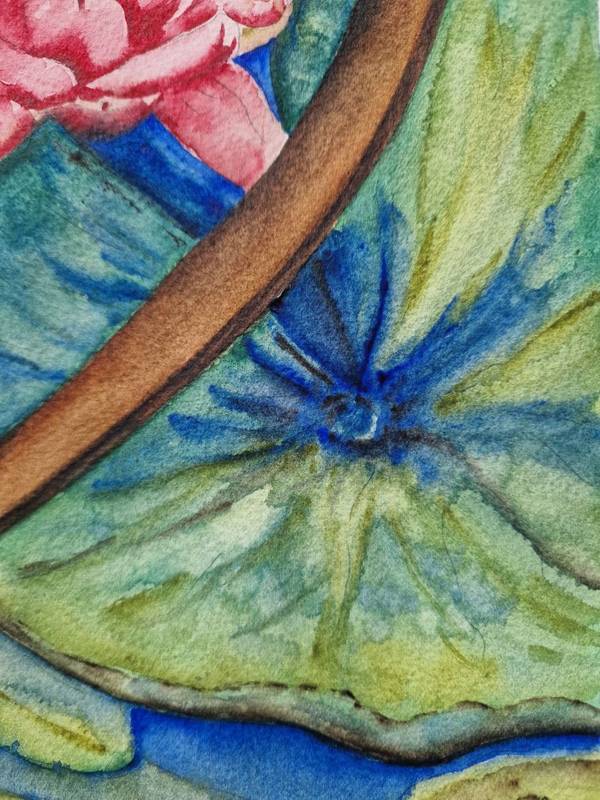 Pond with water lilies Expressive and gestural Painting Olena  Yemelianova - Subjektiv.art