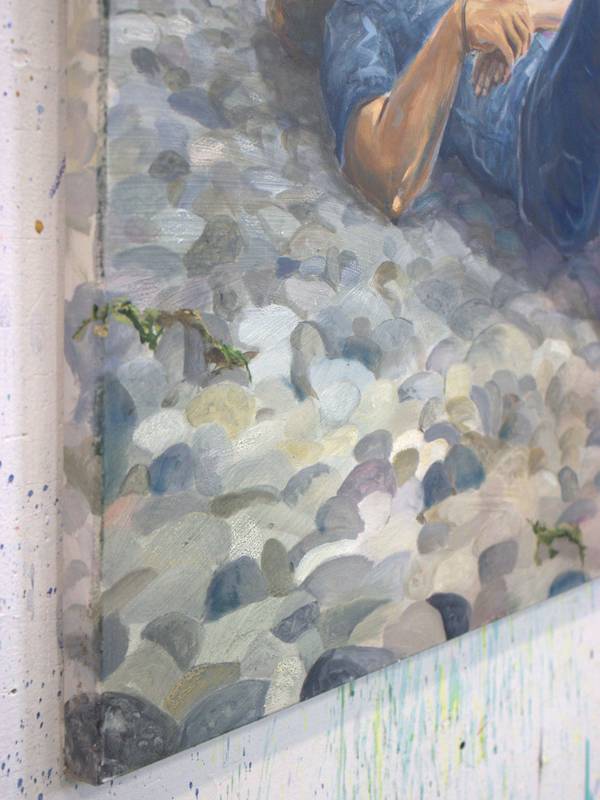 La visite de deux anges à Marie et Joseph pendant une nuit d'été étoilée, bien avant que le temps soit compté. Surrealistic Painting francois page - Subjektiv.art