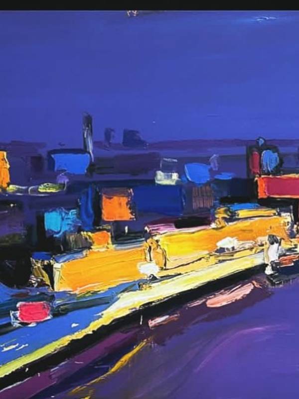 Kyiv Skyline Series. Podil Abstract Painting Ganna Kryvolap - Subjektiv.art