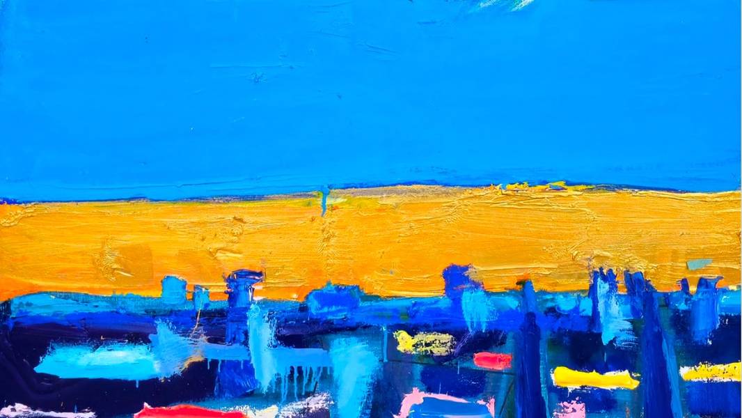 Kyiv Skyline Series. Light Through The Darkness Abstract Painting Ganna Kryvolap - Subjektiv.art