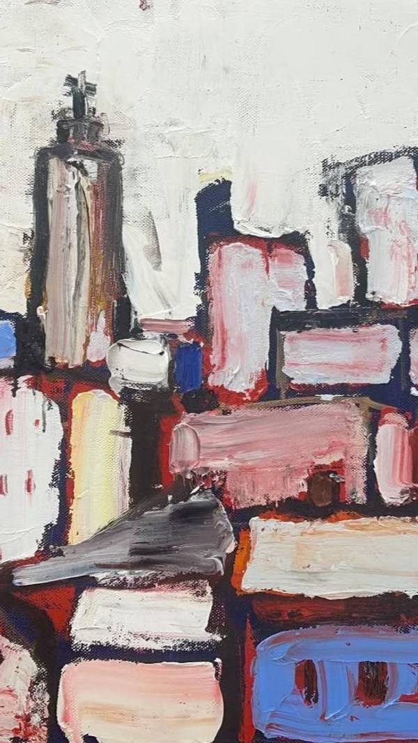 Kyiv Skyline Series. Wintertime Abstract Painting Ganna Kryvolap - Subjektiv.art