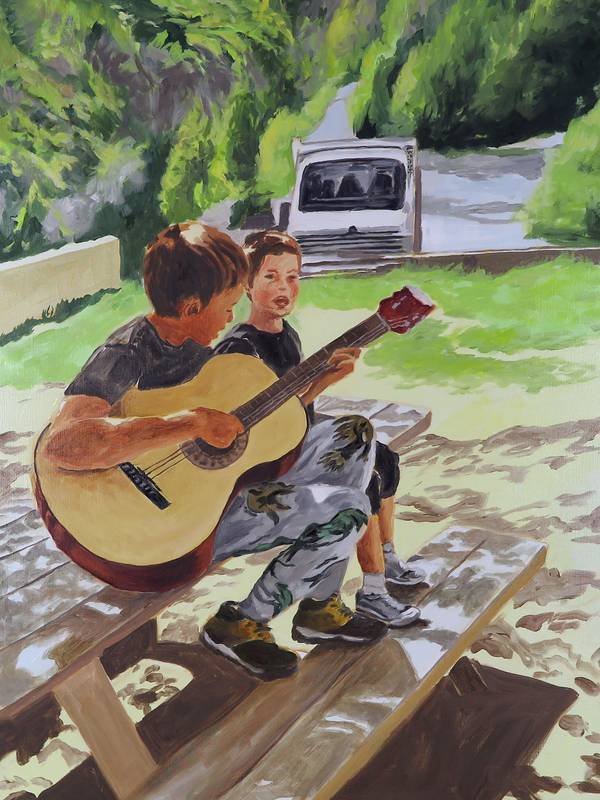 2 singers Fine Art Painting Karine Bartoli - Subjektiv.art