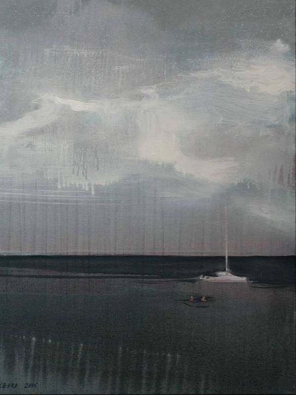 Catamaran near Meganom Fine Art Painting Oleksiy Belusenko - Subjektiv.art