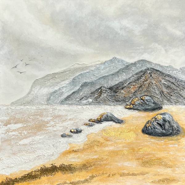 Fog in the mountains Modern Painting Yuliia Kiselova - Subjektiv.art